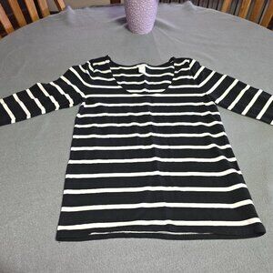 Forever 21 Dark Blue and White Striped Long Sleeve Top
